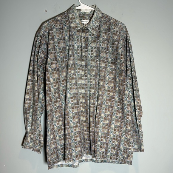 Pierre Cardin Vintage Patterned Long Sleeve Button Down Collared Shirt Sz M - Picture 1 of 7